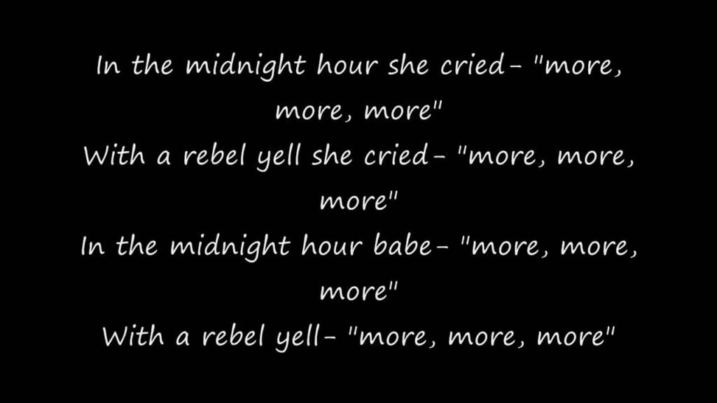 in the midnight hour she cried more more more lyrics