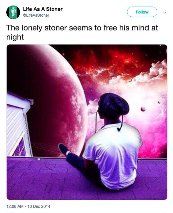 the lonely stoner seems to free his mind at night lyrics