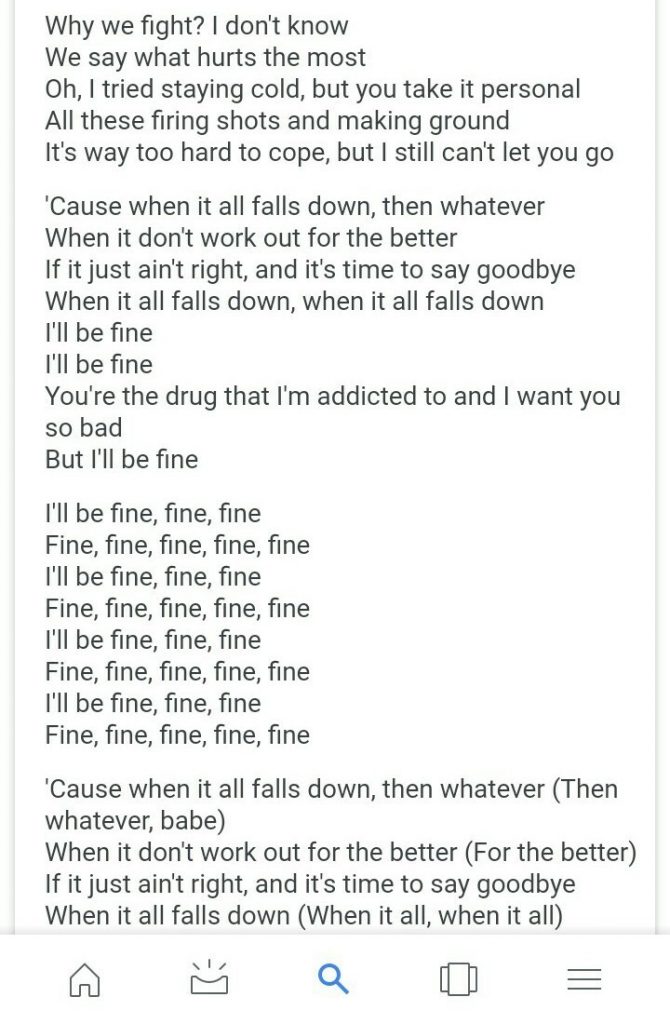 cause when it all falls down then whatever lyrics
