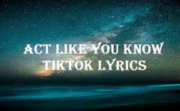 act like you know tiktok lyrics