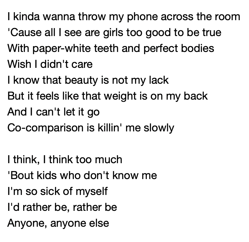 comparison is killing me slowly lyrics