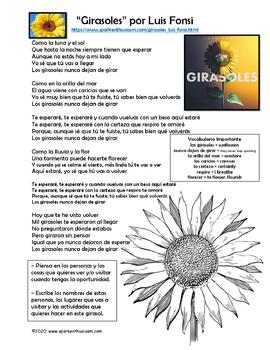 girasoles sunflower full song lyrics by luis fonsi in english