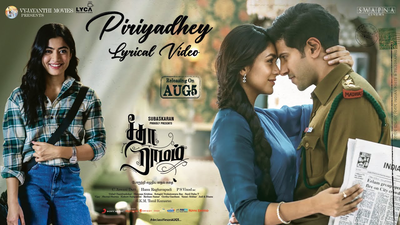 piriyadhey song lyrics sita ramam tamil